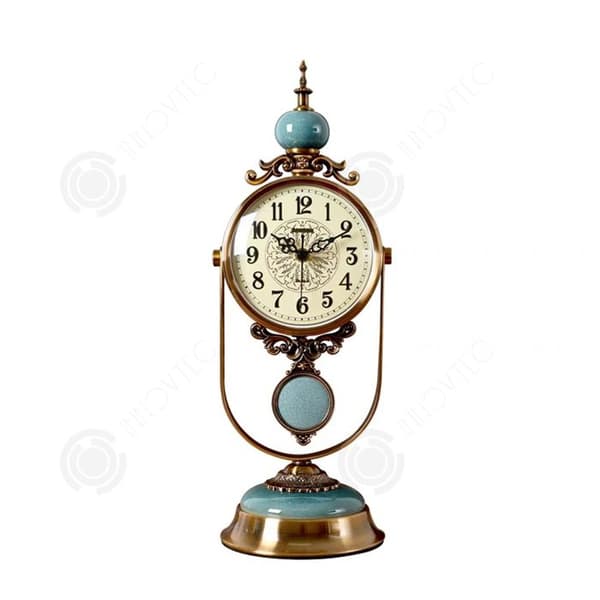 INN Bordsklocka 50x18x16cm high-end vintage sittklocka Lyx europeisk skrivbordspendelklocka keramisk hor