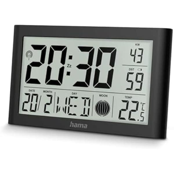 Digital Väckarklocka - HAMA - Martinique - Radiostyrd DCF - Termometer - 2 Alarmar