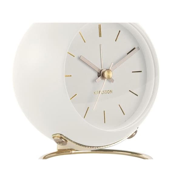 Väckarklocka - Karlsson - Globe - 10,5 cm - Vit/guld stål - Modern design