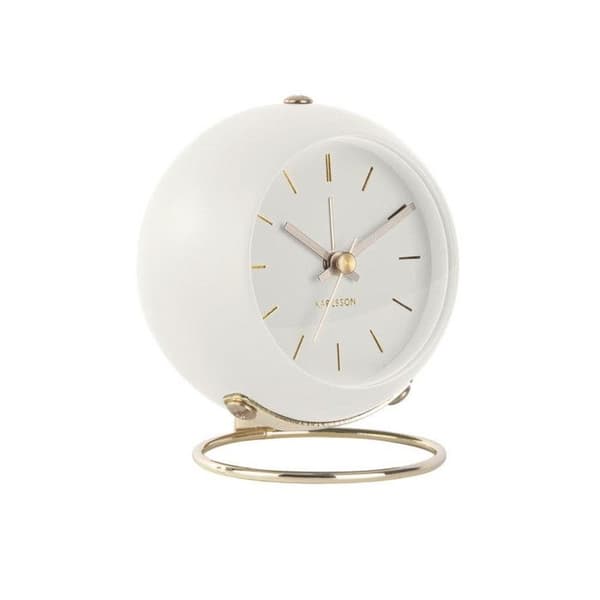 Väckarklocka - Karlsson - Globe - 10,5 cm - Vit/guld stål - Modern design