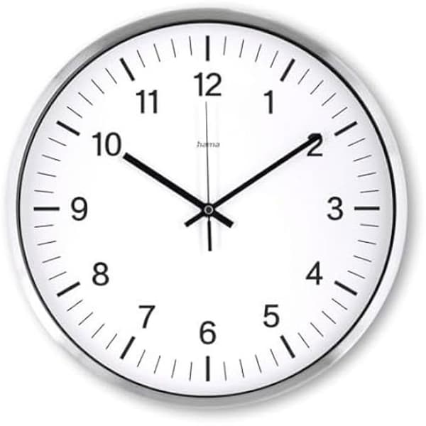 Väggklocka - HAMA - Java - Ø 35 cm - Silverfärgad - Radiostyrd