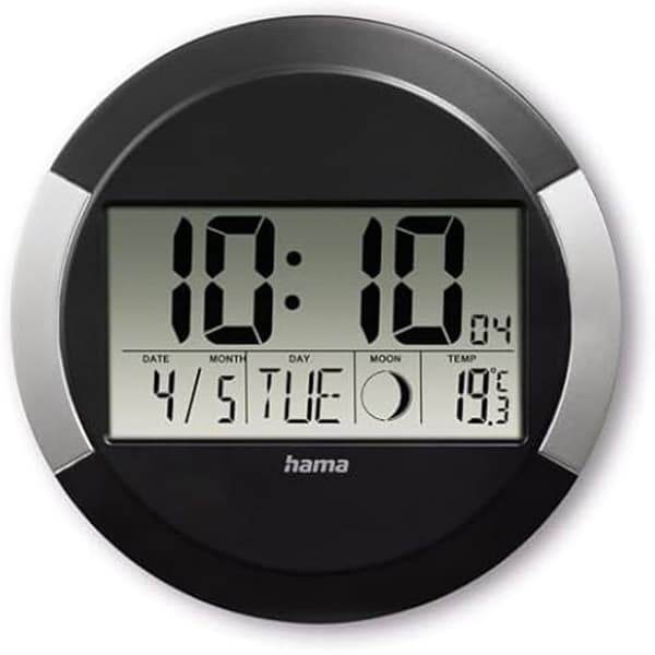 Digital Väggklocka - HAMA - Ischia - Radiostyrd DCF - LCD-skärm - Inbyggd termometer