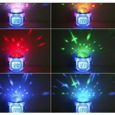Projektor Radio Väckarklocka Star LED LCD Alarm Musik Termometer Pr Cateau Christmas Starry Sky LED Väckarklocka för barn LUCK9112905