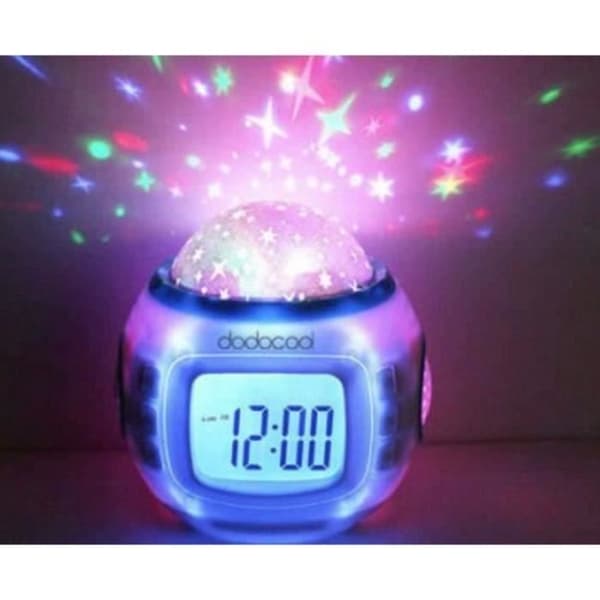 Projektor Radio Väckarklocka Star LED LCD Alarm Musik Termometer Pr Cateau Christmas Starry Sky LED Väckarklocka för barn