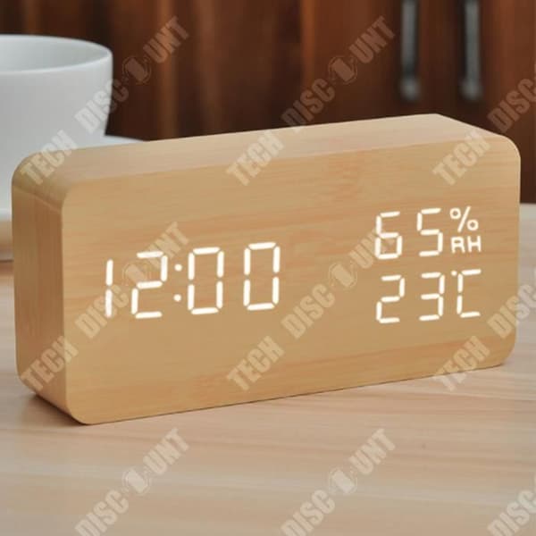 TD® LED Väckarklocka Trä Mute elektronisk röststyrningsfunktion