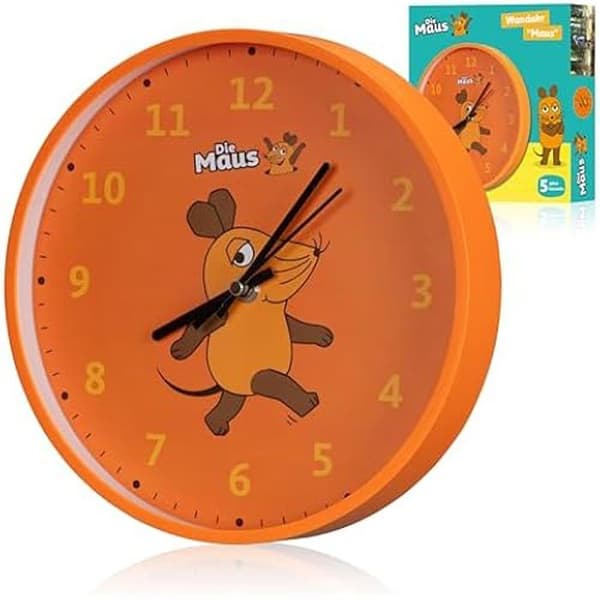 Väggklocka - BRESSER - DieMaus - Färgglad design - Tyst kvartsrörelse - För barn