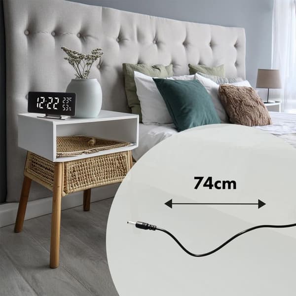 Klocka med alarm och termometer hygrometer GreenBlue GB395 svart