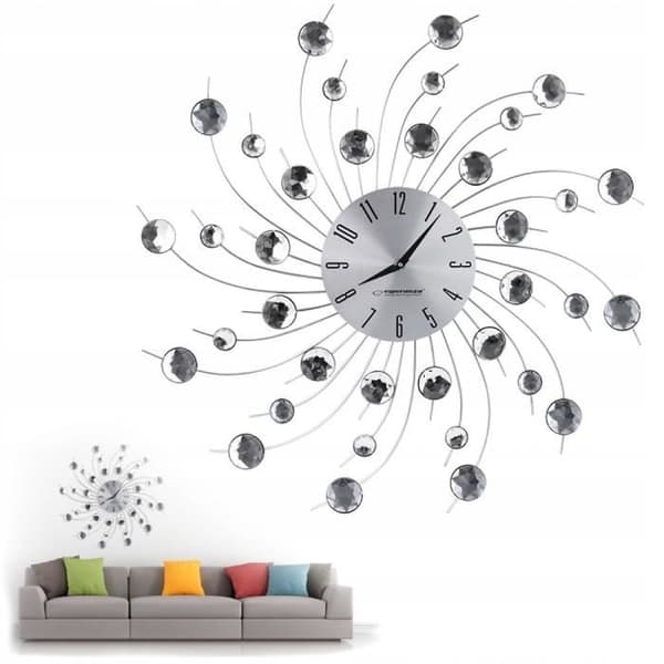Väggklocka - Esperanza - Silver - 51 cm - Modern design - Urtavla i aluminium