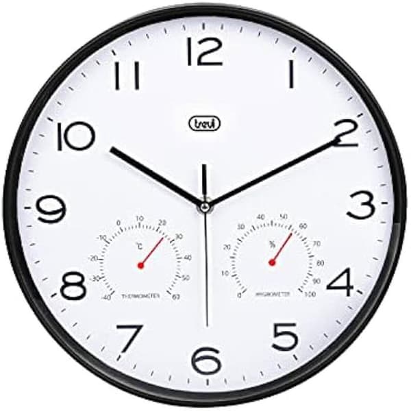 Väggklocka - TREVI - Om 3510 T - Termometer och hygrometer - Diameter 30 cm