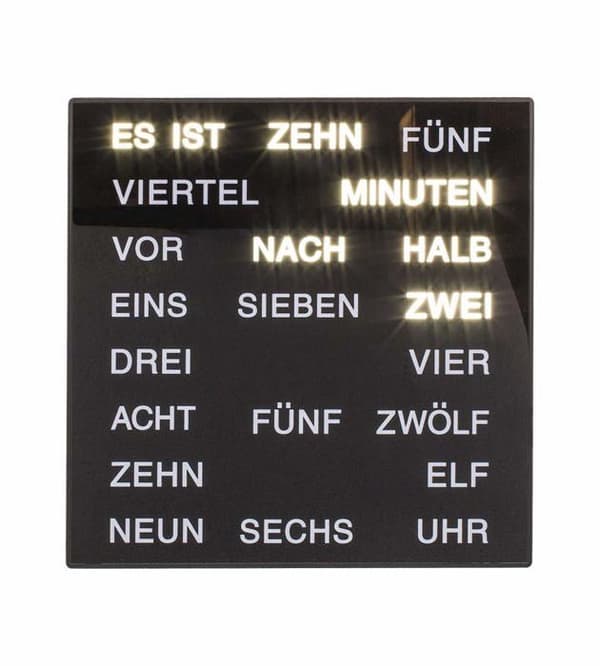 Klocka - pendel Out of the blue - 79/3291 - Klocka med tyska orddisplay ca. 20 x 20 cm plast