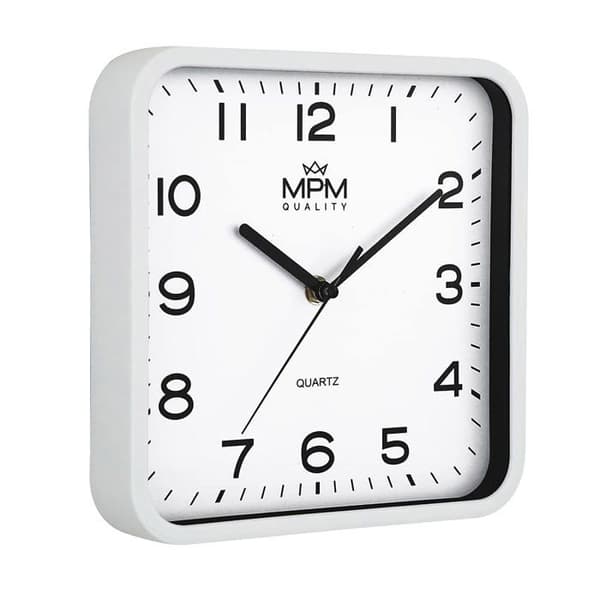 Klocka - Mpm kvalitetspendel - 10201-01051 - Vit plastglas väggklocka 220 x 220 x 40 mm