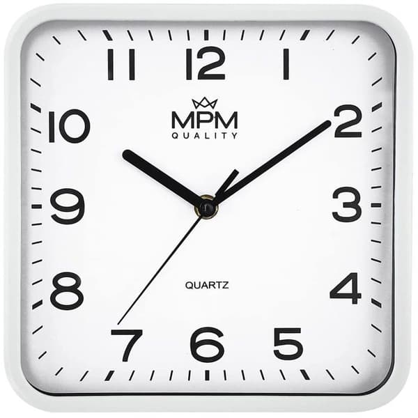 Klocka - Mpm kvalitetspendel - 10201-01051 - Vit plastglas väggklocka 220 x 220 x 40 mm