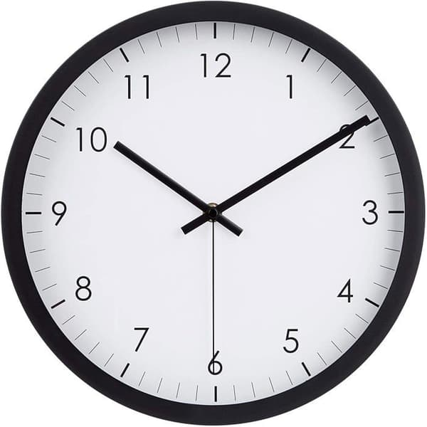 Grunder - 1013743-040-A60 - Amazon, rund väggklocka, 30,5 cm, lättläst, tyst, batteridriven, svart