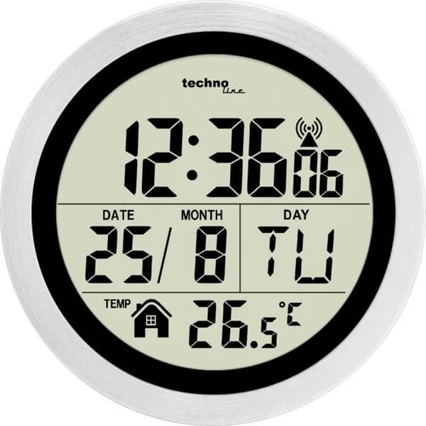 Radiostyrd klocka - TECHNO LINE - WT3005 - Silver - 14.7 cm - Badrum - Modern