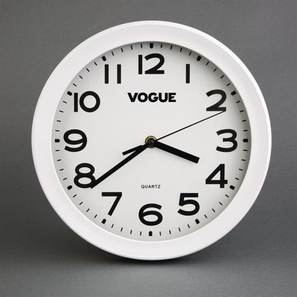 Köksklocka - Vogue - 240 mm - Quartz urverk - ABS plasthus - Vit