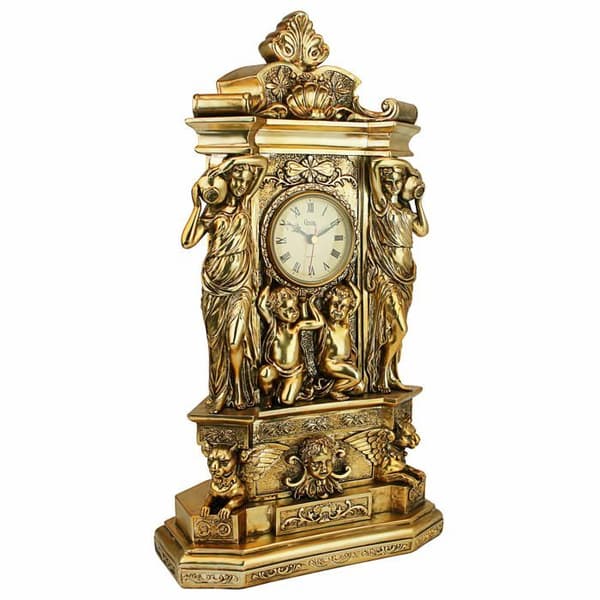 Design toscano - KY5026 - Chateau de Chambord Classic Decor Öppen spis Hyllklocka, 51 cm, polyresin, guld