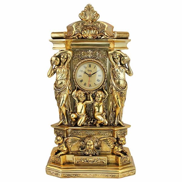 Design toscano - KY5026 - Chateau de Chambord Classic Decor Öppen spis Hyllklocka, 51 cm, polyresin, guld