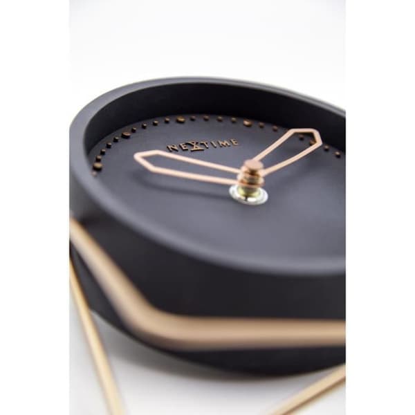NEXTIME Bordsklocka - Korsbord - Polyresin - Svart 17,5x15,5x5cm
