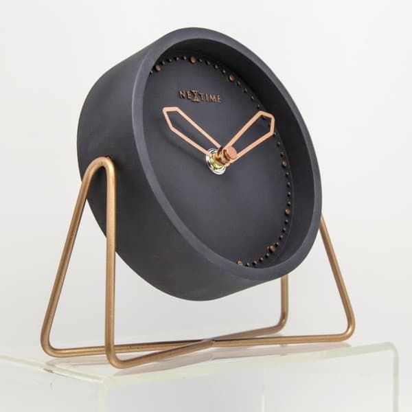 NEXTIME Bordsklocka - Korsbord - Polyresin - Svart 17,5x15,5x5cm
