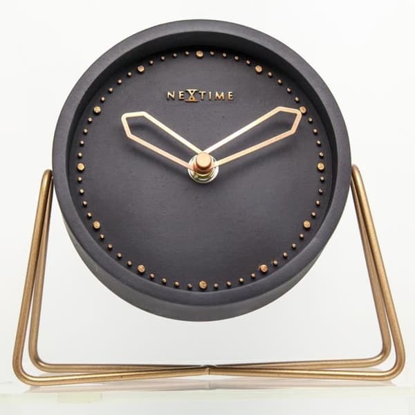 NEXTIME Bordsklocka - Korsbord - Polyresin - Svart 17,5x15,5x5cm