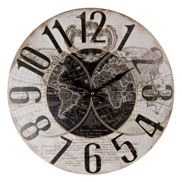 Väggklocka - Clayre & Eef - 6KL0650 - Ø 34 cm - MDF - Lantlig stil