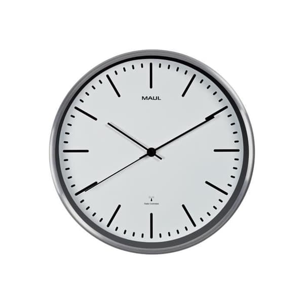 MAULfly - Klocka - kvarts - väggmontering - 30 cm - vit - Borstad aluminium