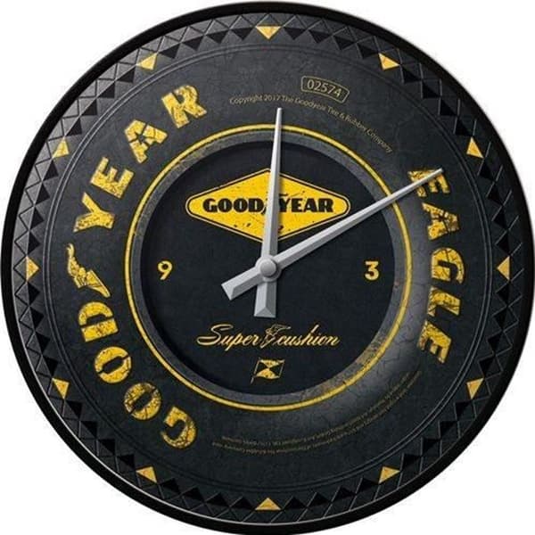 Vintage väggklocka: Goodyear-däck