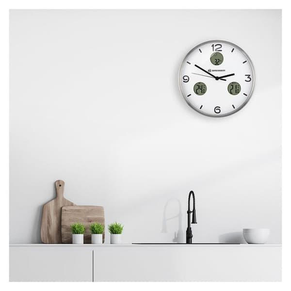 Väggklocka - Bresser - MyTime - 30 cm - Rostfritt stål - Vit/Silver