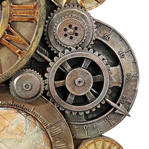 Väggklocka - DESIGN TOSCANO - Tidens Mekanism - 43,25 cm - Polyresin - Industriell stil