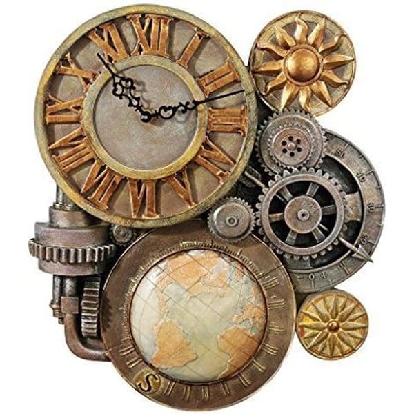 Väggklocka - DESIGN TOSCANO - Tidens Mekanism - 43,25 cm - Polyresin - Industriell stil