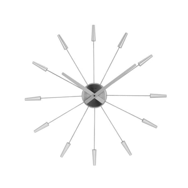 NEXTIME Väggklocka - Plug Inn - Rostfritt Stål - Silver Ø 58cm