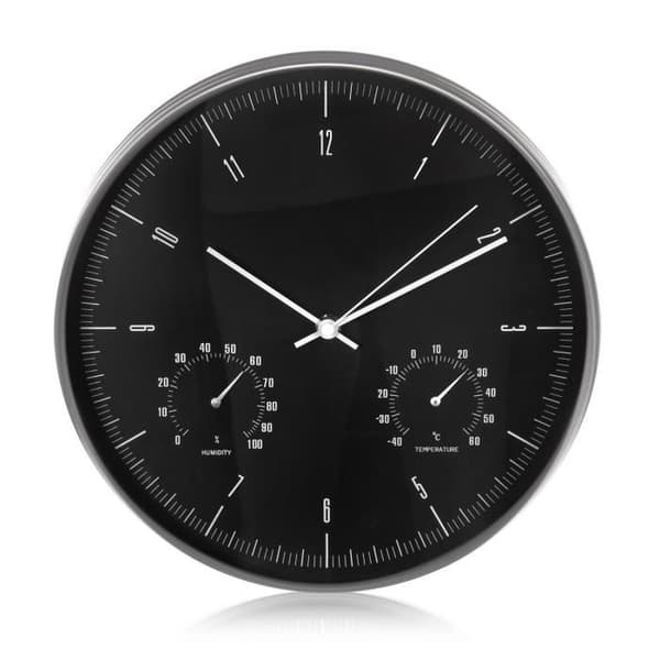 Väggklocka CE60 S med termometer och hygrometer 12" 30 cm silver