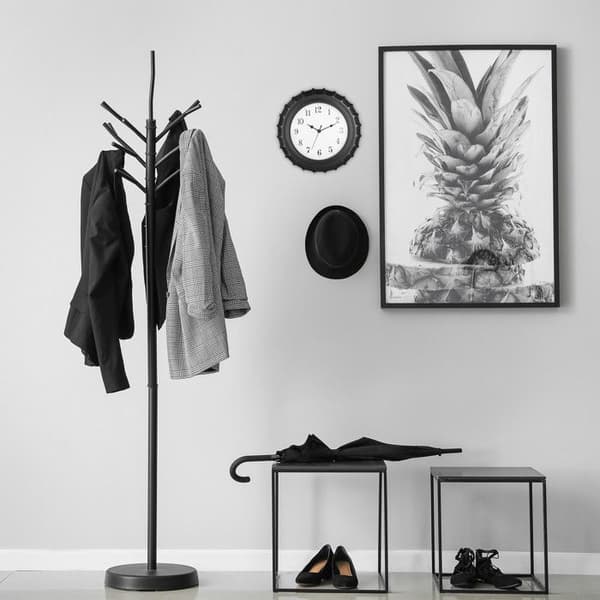 Relaxdays väggklocka, formas i kapsel, drivs med batteri, analog, sekundvisare, Ø 33 cm, svart