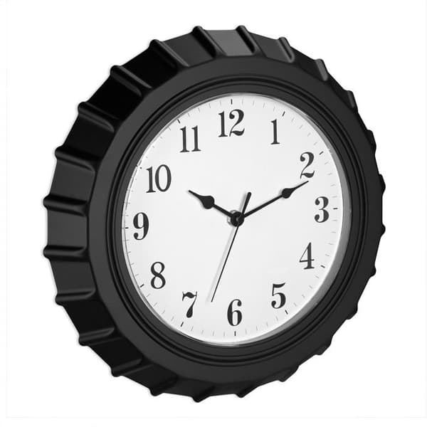 Relaxdays väggklocka, formas i kapsel, drivs med batteri, analog, sekundvisare, Ø 33 cm, svart