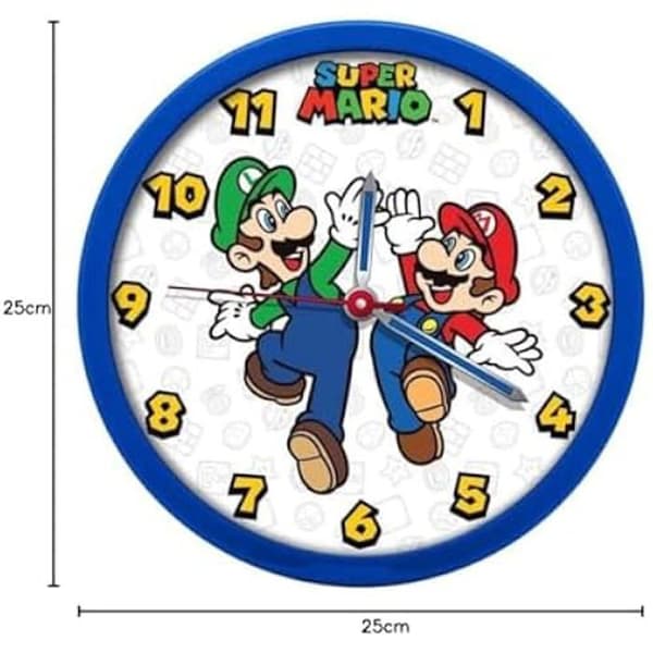 Väggklocka - Super Mario - 25 cm - Flerfärgad - Plast - Helmoderna Design