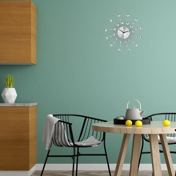 Relaxdays väggklocka sol med strasspärlor modern kök vardagsrum 50 cm, silver