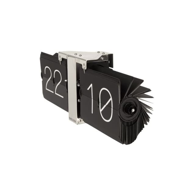Digital bordsklocka - KARLSSON - Flip - Metall - Svart - Krom - 14 cm