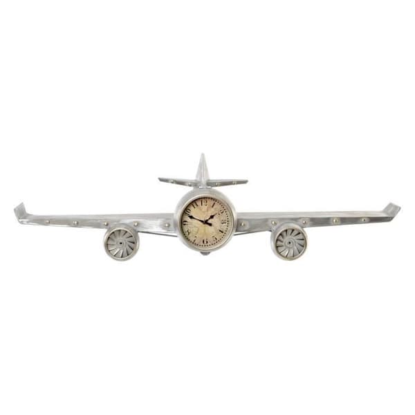 DKD Heminredning Flygplan Metall Trä MDF Väggklocka (101 x 22 x 26 cm)