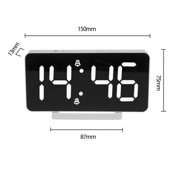 Klocka med alarm och termometer, GreenBlue GB383, vit