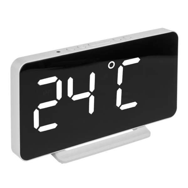 Klocka med alarm och termometer, GreenBlue GB383, vit