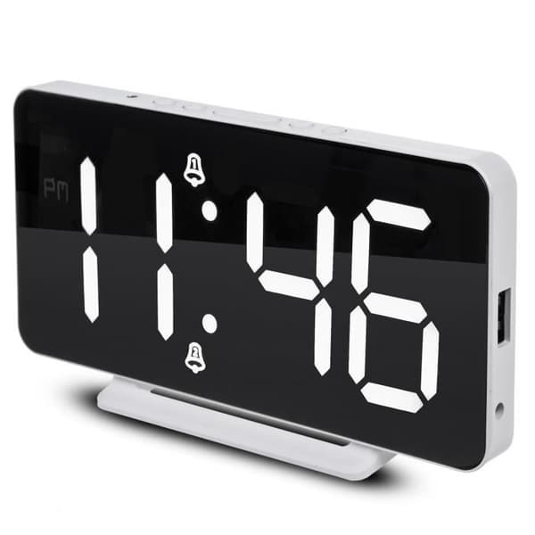 Klocka med alarm och termometer, GreenBlue GB383, vit