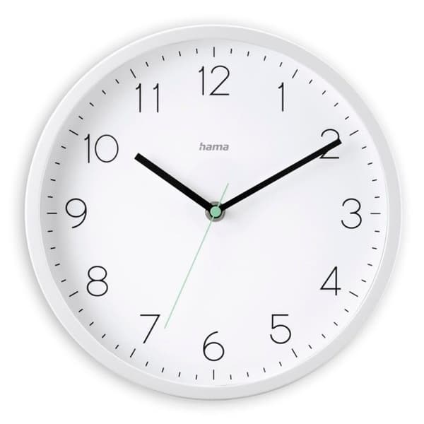 Väggklocka DCF radiostyrd "Minorque", analog, Ø 25 cm, vit