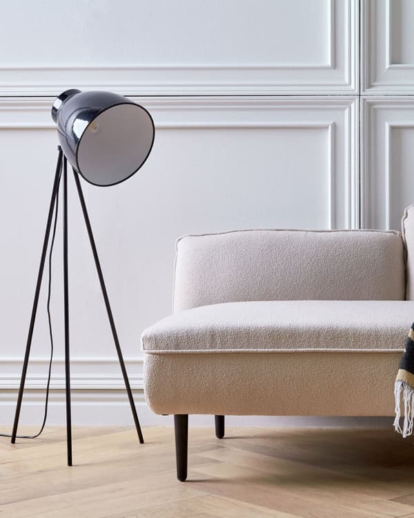 Gulvlampe Sort Metal 128 cm Stativ Stand Justerbar Skærm