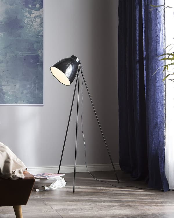Gulvlampe Sort Metal 128 cm Stativ Stand Justerbar Skærm
