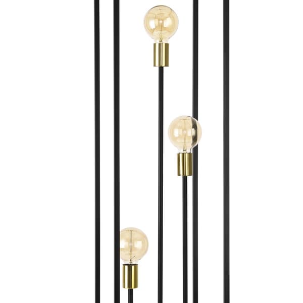 [lux.pro]® Golvlampa Groningen-140x30x30cm-svart / mässing-3xE27-max.60W