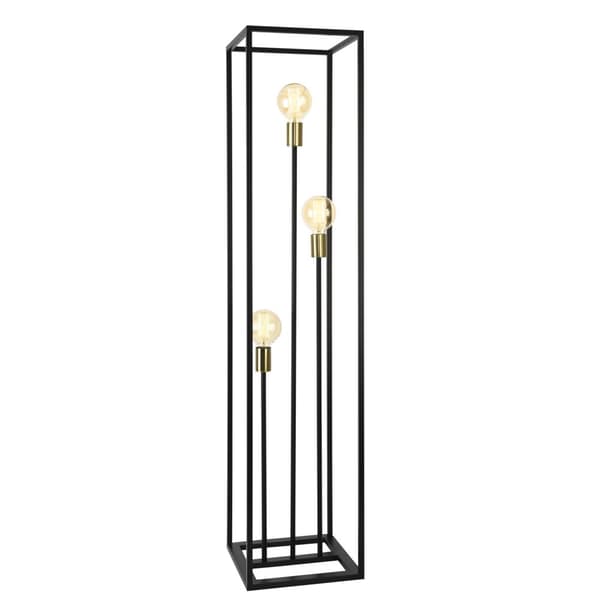 [lux.pro]® Golvlampa Groningen-140x30x30cm-svart / mässing-3xE27-max.60W