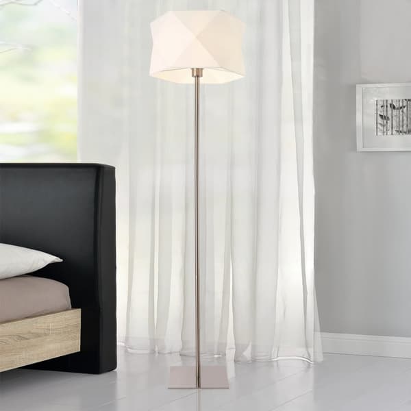[lux.pro] Golvlampa Narwa-1xE27-max60W-152xØ40cm-krom-linne-vit