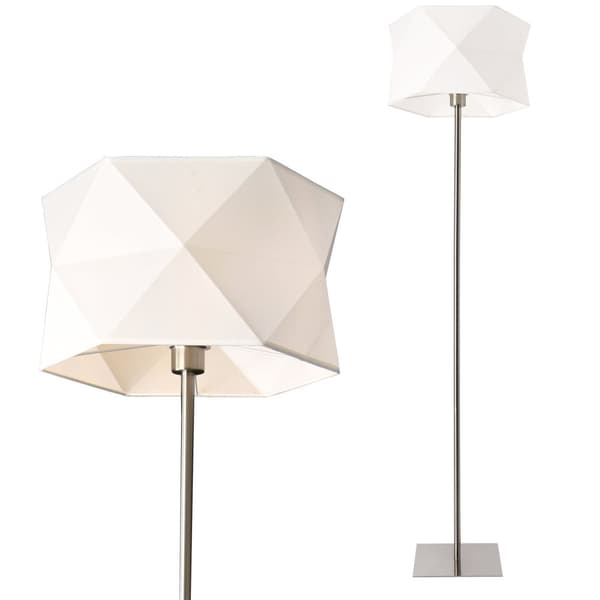 [lux.pro] Golvlampa Narwa-1xE27-max60W-152xØ40cm-krom-linne-vit