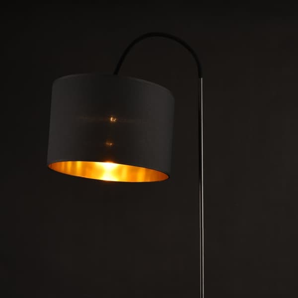 [lux.pro]® Golvlampa Toledo-höjd: 173cm-Ø lampskärm: 35cm-metall-textil-svart-1 x E27, max.60W
