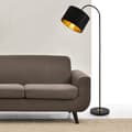 Miniatyrbild 4 av 4: [lux.pro]® Golvlampa Toledo-höjd: 173cm-Ø lampskärm: 35cm-metall-textil-svart-1 x E27, max.60W